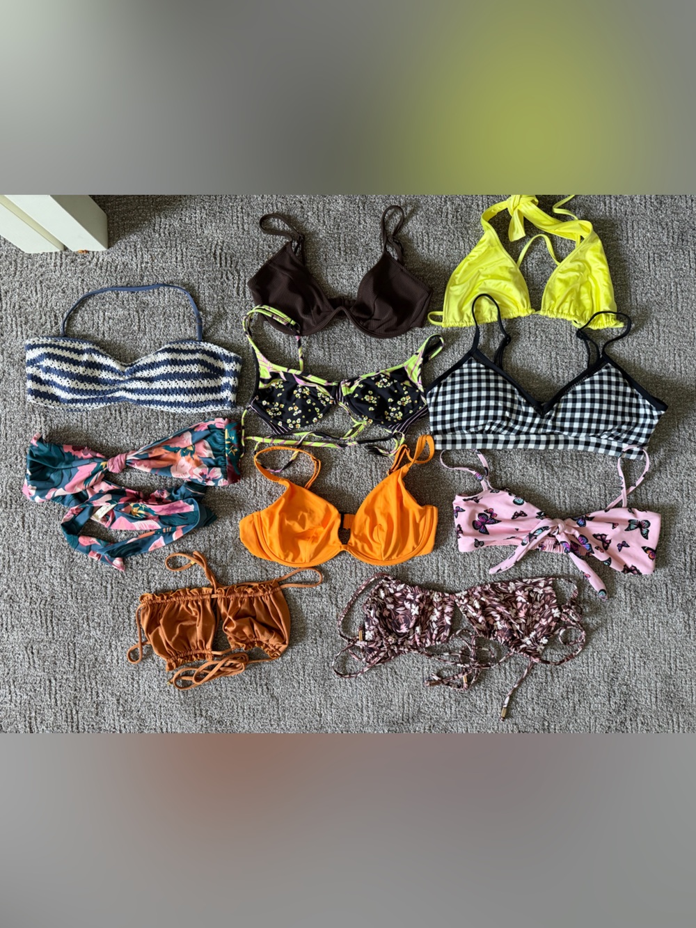 Bundle of 10 Luxury Bikini Tops Size M/L Beach Swim Lot Colorful Bright